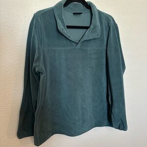 32 Degrees Green Long Sleeve Polo Sweatshirt